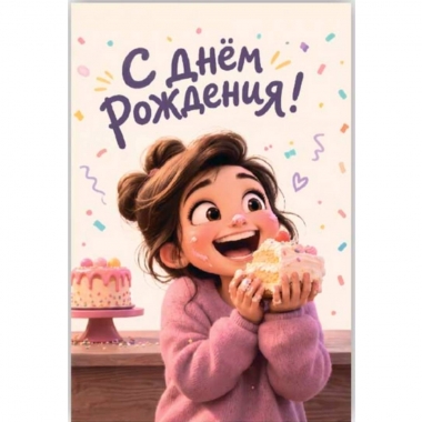 Открытка двойная 10х15см. "С днем рождения!", "Стильная открытка", РБ