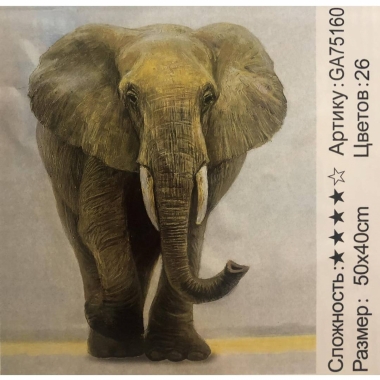 Картина алмазная 40х50 на подрамнике СЛОН,  Китай