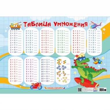 Плакат пиши-стирай А3 "Таблица умножения", РФ