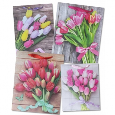 Пакет ЛЮКС 26х32х10см, "ТЮЛЬПАНЫ" ( Блестки) в асс., Китай