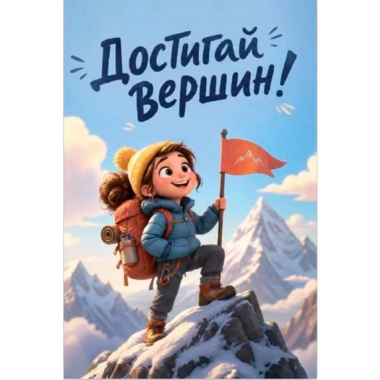 Открытка двойная 10х15см. "Достигай вершин", "Стильная открытка", РБ