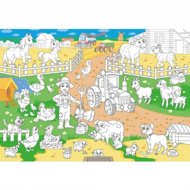 Раскраска-плакат "Ферма" (А4 в сложенном виде), РФ