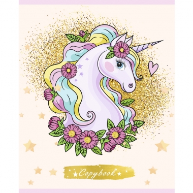 Тетрадь 96л А5 клетка (серая бумага) ЕДИНОРОГ В БЛЕСТКАХ ,Remix, РФ