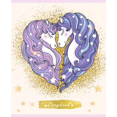 Тетрадь 96л А5 клетка (серая бумага) ЕДИНОРОГ В БЛЕСТКАХ ,Remix, РФ