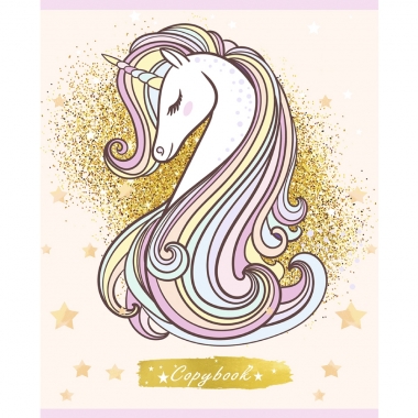 Тетрадь 96л А5 клетка (серая бумага) ЕДИНОРОГ В БЛЕСТКАХ ,Remix, РФ