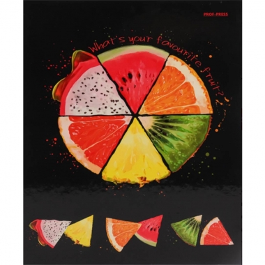 Тетрадь 80л. (на кольцах), клетка, ФРУКТОВЫЙ КОЛЛАЖ, Prof-Press, РФ