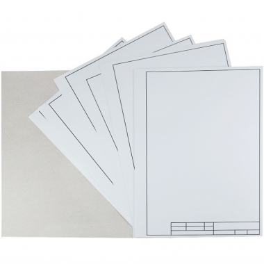 Папка для черчения А4, 20л., "ЧЕРТЕЖ МЕХАНИЗМА-3" 160г/м2 с вертикальной рамкой , "Prof-Press", РФ