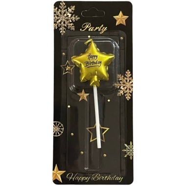 Свеча декортаивная ЗВЕЗДА на палочке (10см) ЗОЛОТО, Китай