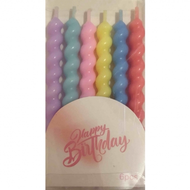 Свечи д/торта "ФИГУРНЫЕ" Пастель (9,5 см.), с подставками (6 шт.), Китай