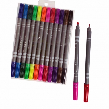 Фломастеры 12цв., двусторонние, Китай