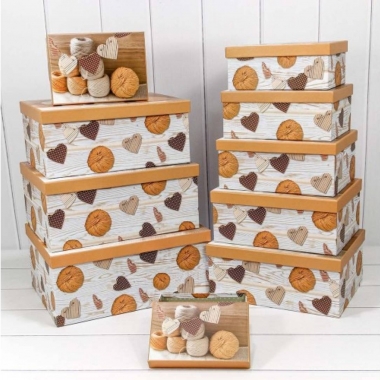 Коробки Набор 1/10 Прямоугольные  37,5х29х16 см. "Клубок ниток", OMG gift, Китай