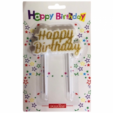 Свеча-табличка "Happy birthday" ЗОЛОТО (8х4,5 см.)., Китай