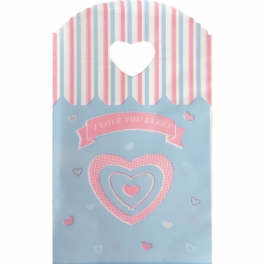 Пакет ПВД 13х21 с вырубной ручкой (50 шт.). "I LOVE", Китай