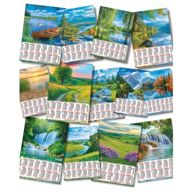 АССОРТИМЕНТ календарей А3. "ПРИРОДА", ООО "Белая ворона", РФ