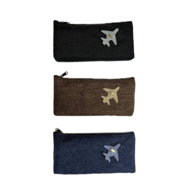 Пенал-косметичка мягкий текстильный Самолёт в асс., Китай