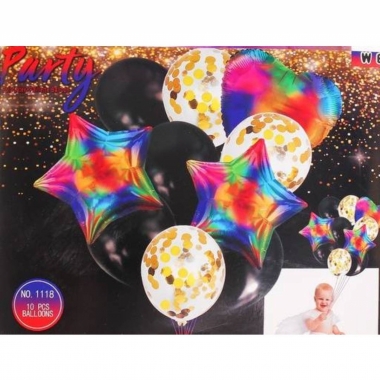 Шары в наборе "ФОНТАН"/РАДУЖНЫЕ (4 латекса, 3 конфетти, 3 фольга), Китай