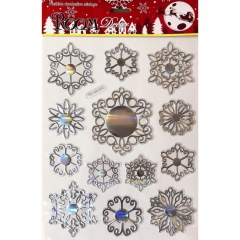 Наклейка д/укр. новогодняя (двустор.). "Снежинки-2" (25х37,5 см/24х31 см.), Китай