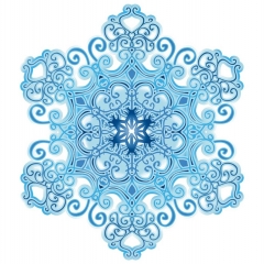 Украшение на скотче (10шт), 15х15см., "Снежинка"( двусторонняя печать), РФ