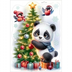 Наклейка двухстор. д/декорирования «Панда и ёлочка» 33,2х23,7 см., (502), АО "Праздник", РФ