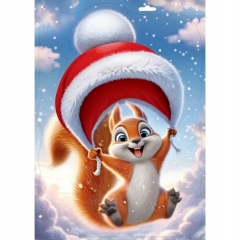 Наклейка двухстор. д/декорирования «Белочка с новогодней шапочкой» 33,2х23,7 см., (502), АО "Праздник", РФ