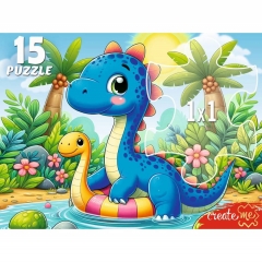 МАКСИ-ПАЗЛЫ 15 элементов. ДИНОЗАВРИК В ПРУДУ, ООО "Рыжий Кот", РФ
