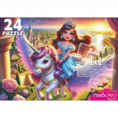 МАКСИ-ПАЗЛЫ 24 элемента. ПОЛЕТ ПРИНЦЕССЫ НА ЕДИНОРОГЕ, ООО "Рыжий Кот", РФ