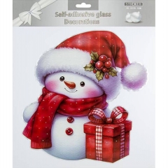 Наклейка декоративная (одностор.)., 24х29 см. "Снеговик с подарком", "Арт&Дизайн", РФ/пр-во: Китай