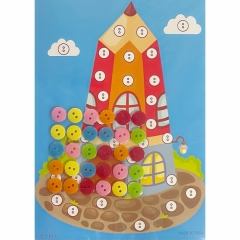 Мозаика из пуговиц мини 18х13 см. "ДОМИК-КАРАНДАШ", Китай