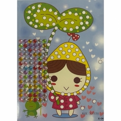 Мозаика из страз мини 17,5х13 см. "ДЕВОЧКА С ЛИСТКОМ", Китай