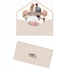 Конверт для денег (19х9см.), "Нежное прикосновение" СВАДЬБА (Soft Touch, фольга, цветной оборот), "Стильная открытка", РБ