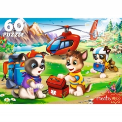 ПАЗЛЫ 60 элементов. ДОБРЫЕ ЩЕНКИ-СПАСАТЕЛИ, ООО "Рыжий Кот", РФ ПАЗЛЫ 60 элементов. ДОБРЫЕ ЩЕНКИ-СПАСАТЕЛИ, ООО "Рыжий Кот", РФ