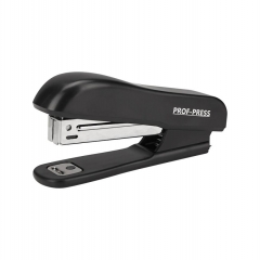 Cтеплер №10 с антиспеплером, на 12 л., пластик./к., в карт. коробке, черный, "Prof-Press"