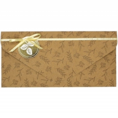 Конверт для денег ручной работы КРАФТ (9х19см.), Без подписи, "Стильная Открытка", РФ