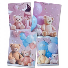 Пакет ЛЮКС 31х40х12см., "МИШКА" (Аппликация, блестки) в асс., Китай