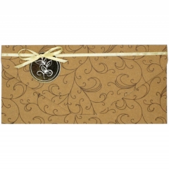 Конверт для денег ручной работы КРАФТ (9х19см.), Без подписи, "Стильная Открытка", РФ