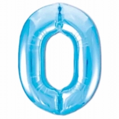 Шар фольга Цифра "0" (голубой), L40"/1м., Китай