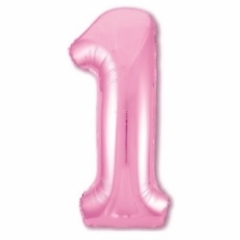Шар фольга Цифра "1" (розовый), L40"/1м., Китай