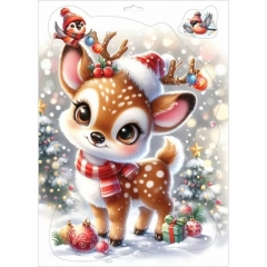 Наклейка двухстор. д/декорирования "Оленёнок" 33,2х23,7 см., (502), АО "Праздник", РФ
