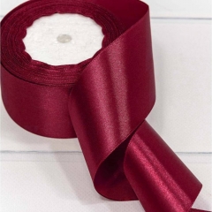 Лента атласная (сатин) 5 см. /25 ярдов (+/-10%), Вишневый, OMG gift, Китай