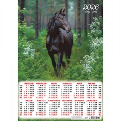 Календарь А2. "Символ года. Вороной красавец",  ООО "Белая ворона", РФ