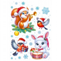Наклейка двухстор. д/декорирования "Белочка и зайчик" 33,2х23,7 см., (502), АО "Праздник", РФ