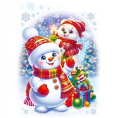 Наклейка двухстор. д/декорирования "Снеговик с елкой" 33,2х23,7 см., (502), ООО "Открытая планета", РФ