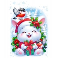 Наклейка двухстор. д/декорирования "Новогодний зайчик" 33,2х23,7 см., (502), АО "Праздник", РФ