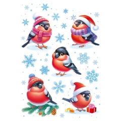Наклейка двухстор. д/декорирования "Снегири" 33,2х23,7 см., (502), АО "Праздник", РФ