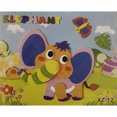 3Д аппликация с фоамираном  c подвижными деталями 25,5х21 см. "СЛОН" в асс., Китай