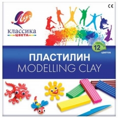 Пластилин 12 цв. со стеком "Классика", ЛУЧ, РФ