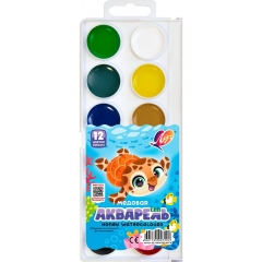 Акварель медовая 12 цв б/к  (европодвес), ЛУЧ "ZOO", РФ