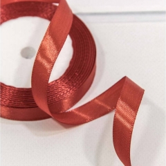 Лента атласная (сатин) 1,2 см. / 25 ярд., Коричнево-красный, OMG gift, Китай