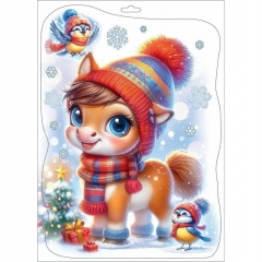 Наклейка двухстор. д/декорирования «Пони в шапочке» 33,2х23,7 см., (502), АО "Праздник", РФ