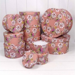 Коробки Набор 1/10 Круглые. "Цветы на темном розовом фоне" 35х17,3см., OMG gift, Китай